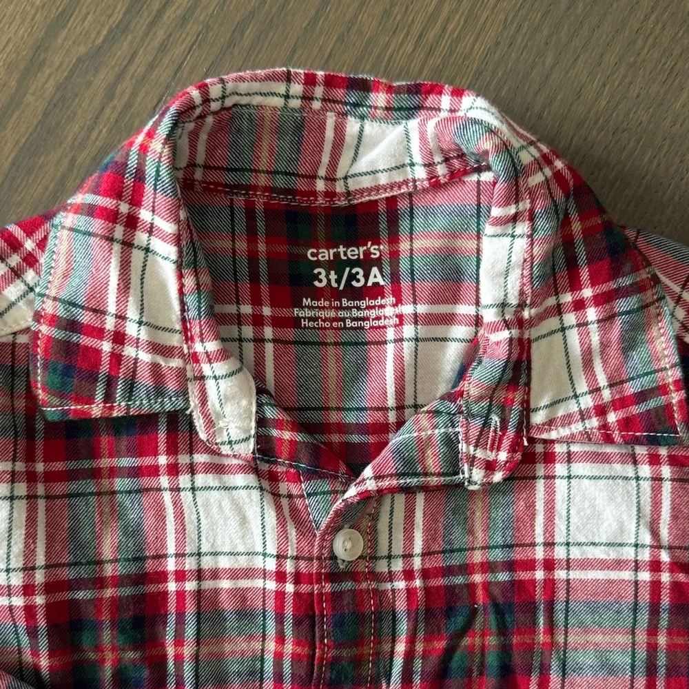 Carter’s Plaid Shirt and Green Pants Set | 3T